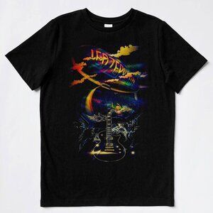 Led Zeppelin Rock Tour T-Shirt, Black Unisex Crewneck, Concert Band Gift